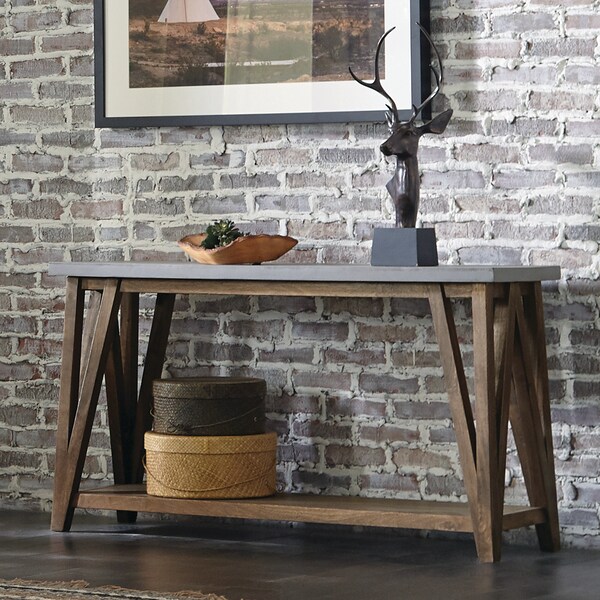 Brookside 52W Wood With Concrete-Coating Console/Media Table